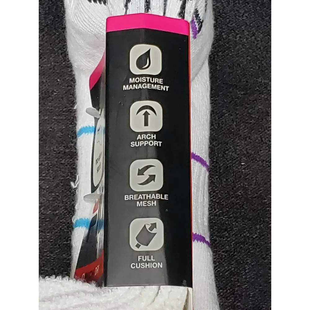 FILA Sport QWICK-DRY 3 Pack No Show Socks Shoe Size 4-10 White w. Stripes | BNWT